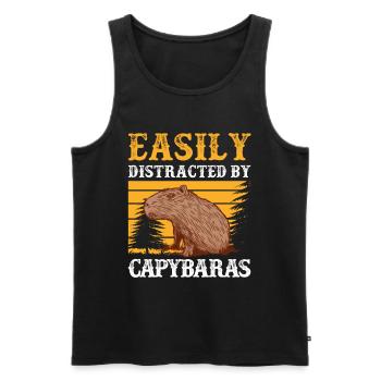 Capybara J’étais distrait capybara - Débardeur bio Premium Homme - noir - Devant - Michal (187cm)