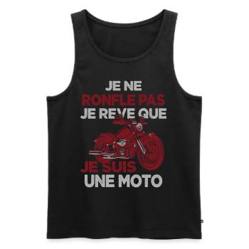 Je Ne Ronfle Pas Je Rêve Que Je Suis Une Moto - Débardeur bio Premium Homme - noir - Devant - Michal (187cm)