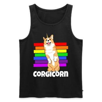 Corgi Dog Corgis Welsh-Corgi Dog Race Animal Dog - Débardeur bio Premium Homme - noir - Devant - Michal (187cm)