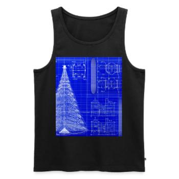 Weihnachten Weihnachtsbaum Schematic Blaupause - Männer Premium Bio Tank Top - Schwarz - Vorne - AI Model Male 178 light (178cm)