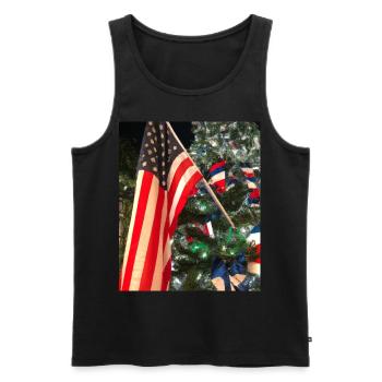 American Christmas Christmas Tree with US - Men's Premium Organic Tank Top - black - Front - Michal (187cm)