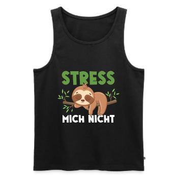 Faultier Stress Mich Nicht - Männer Premium Bio Tank Top - Schwarz - Vorne - Michal (187cm)