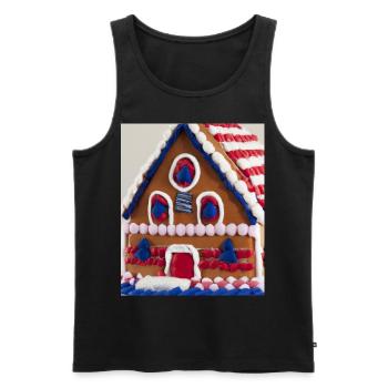 American Christmas Gingerbread House with US - Men's Premium Organic Tank Top - black - Front - Michal (187cm)