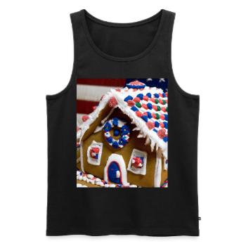 Amerikanisches Weihnachten Lebkuchenhaus Mit US - Männer Premium Bio Tank Top - Schwarz - Vorne - Michal (187cm)