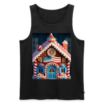 Amerikanisches Weihnachten Lebkuchenhaus Mit US - Männer Premium Bio Tank Top - Schwarz - Vorne - Michal (187cm)