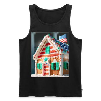 Amerikanisches Weihnachten Lebkuchenhaus Mit US - Männer Premium Bio Tank Top - Schwarz - Vorne - Michal (187cm)
