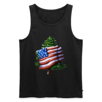 American Christmas Christmas Tree with US - Men's Premium Organic Tank Top - black - Front - Michal (187cm)