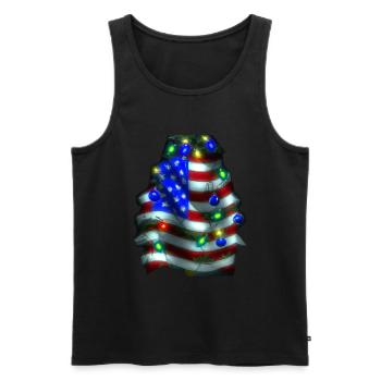 American Christmas Christmas Tree with US - Men's Premium Organic Tank Top - black - Front - Michal (187cm)