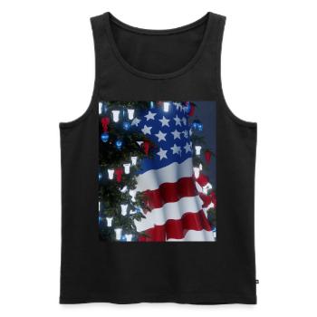 American Christmas Christmas Tree with US - Men's Premium Organic Tank Top - black - Front - Michal (187cm)