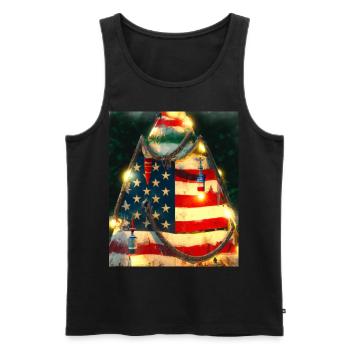 American Christmas Christmas Tree with US - Men's Premium Organic Tank Top - black - Front - Michal (187cm)