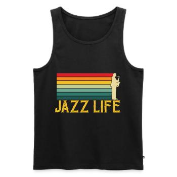 Jazz Life Musiker Saxophon Musik Orchester - Männer Premium Bio Tank Top - Schwarz - Vorne - Michal (187cm)