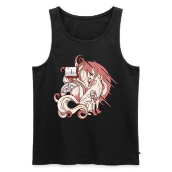 Cyborg Kitsune Nine-tailed Fox Cyber Aesthetic - Men's Premium Organic Tank Top - black - Front - AI Model Male 178 light (178cm)
