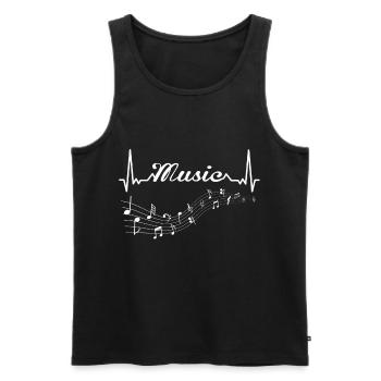Jazz heartbeat musique chanteur mélodie saxophone - Débardeur bio Premium Homme - noir - Devant - Michal (187cm)