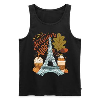 Tour Eiffel Autumn Vibes Automne à Paris Français - Débardeur bio Premium Homme - noir - Devant - AI Model Male 178 light (178cm)
