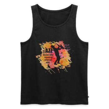 Musique Musiciens de jazz Orchestre de saxophone Musiciens - Débardeur bio Premium Homme - noir - Devant - AI Model Male 178 light (178cm)
