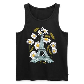 Tour Eiffel Fleur d’automne Paris Automne en France - Débardeur bio Premium Homme - noir - Devant - AI Model Male 178 light (178cm)