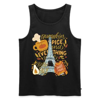 Paris Hello Autumn Pumpkins sur la Tour Eiffel Automne - Débardeur bio Premium Homme - noir - Devant - AI Model Male 178 light (178cm)