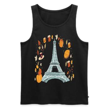 Couronne d’automne Tour Eiffel Automne à Paris Français - Débardeur bio Premium Homme - noir - Devant - AI Model Male 178 light (178cm)