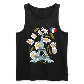 Tour Eiffel en automne Paris souvenir automne en Fran - Débardeur bio Premium Homme - noir - Devant - AI Model Male 178 light (178cm)
