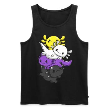 Nichtbinärer Stolz Kawaii Axolotl Haufen Nichtbinä - Männer Premium Bio Tank Top - Schwarz - Vorne - AI Model Male 178 light (178cm)