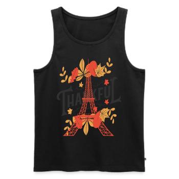 Tour Eiffel L’automne quitte Paris Souvenir Automne le - Débardeur bio Premium Homme - noir - Devant - AI Model Male 178 light (178cm)