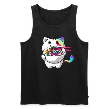 Kawaii Cat Japanese Ramen Noodles Rainbow Ni - Men's Premium Organic Tank Top - black - Front - Michal (187cm)