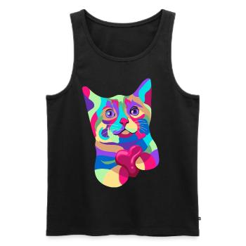 Cat Heart Watercolor Art - Men's Premium Organic Tank Top - black - Front - Michal (187cm)