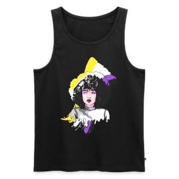 Afro Girl Nonbinary Pride Schwarze Geschichte Mela - Männer Premium Bio Tank Top - Schwarz - Vorne - AI Model Male 178 light (178cm)