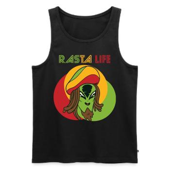 Reggae Herz Alien Rasta Jamaika Souvenir Rastafari - Männer Premium Bio Tank Top - Schwarz - Vorne - Michal (187cm)
