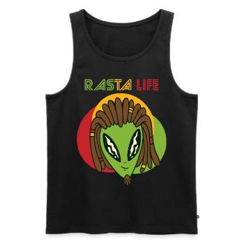 Reggae Alien Herz Rasta Jamaika Souvenir Rastafari - Männer Premium Bio Tank Top - Schwarz - Vorne - Michal (187cm)
