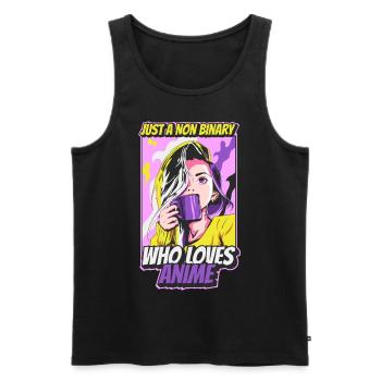Lustiges nicht-binäres Anime-Mädchen Nur ein nicht - Männer Premium Bio Tank Top - Schwarz - Vorne - AI Model Male 178 light (178cm)