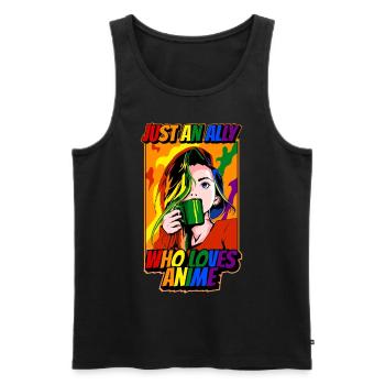 Funny Gay Ally Anime Girl Just An Ally W - Men's Premium Organic Tank Top - black - Front - AI Model Male 178 light (178cm)