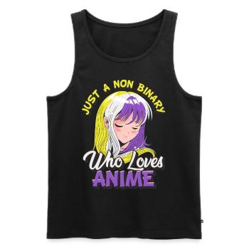 Non-binary anime girl Just a non-binary, - Men's Premium Organic Tank Top - black - Front - AI Model Male 178 light (178cm)