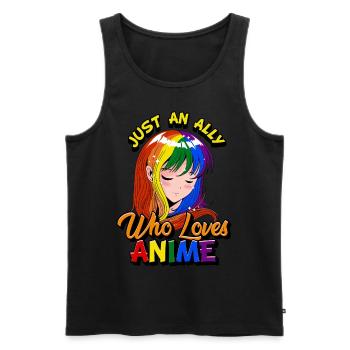Gay Ally Anime Girl Just An Ally Who Loves Anime - Men's Premium Organic Tank Top - black - Front - AI Model Male 178 light (178cm)