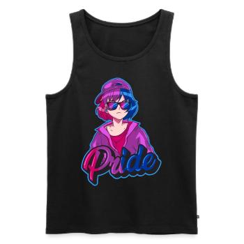 Bisexuell Stolz Bi Japanisch Cool Anime Mädchen Bi - Männer Premium Bio Tank Top - Schwarz - Vorne - AI Model Male 178 light (178cm)