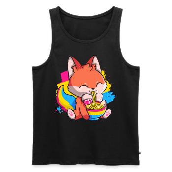 Pansexual Pride Kawaii Fox Ramen Noodles Panse - Débardeur bio Premium Homme - noir - Devant - Michal (187cm)