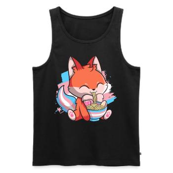 Transgender Pride Kawaii Fox Ramen Noodles Trans - Débardeur bio Premium Homme - noir - Devant - Michal (187cm)