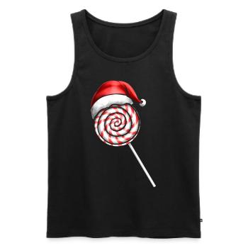 Candy Cane Lollipop Santas Hat Joyeux Noël - Débardeur bio Premium Homme - noir - Devant - AI Model Male 178 light (178cm)