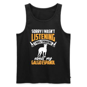 Pensé à mon Galgo Espanol Galgo Espanol - Débardeur bio Premium Homme - noir - Devant - AI Model Male 178 light (178cm)