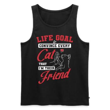 Life Goal to Convince Every Cat I'm Their Friend - Men's Premium Organic Tank Top - black - Front - AI Model Male 178 light (178cm)
