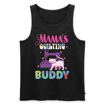 Mama’s Quilting Buddy Sewer Coudre Quilt Quilter - Débardeur bio Premium Homme - noir - Devant - AI Model Male 178 light (178cm)