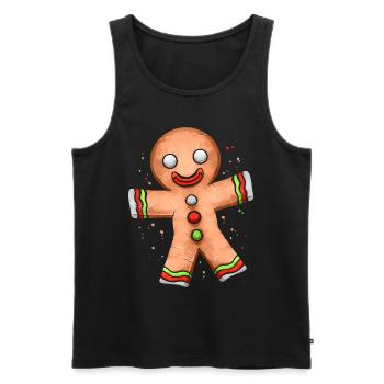 Gingerbread Man Merry Christmas - Männer Premium Bio Tank Top - Schwarz - Vorne - AI Model Male 178 light (178cm)