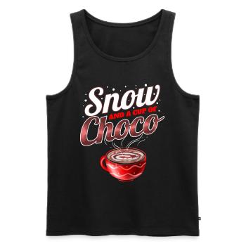 Cacao, neige et une tasse de Choco pour Noël - Débardeur bio Premium Homme - noir - Devant - Michal (187cm)