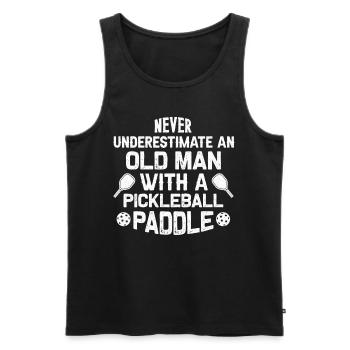 Never Underestimate Old Man With Pickleball Paddle - Männer Premium Bio Tank Top - Schwarz - Vorne - Michal (187cm)