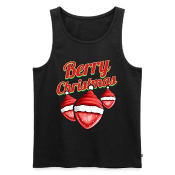 Strawberry With Santas Hat Celebrating Berry - Männer Premium Bio Tank Top - Schwarz - Vorne - AI Model Male 178 light (178cm)