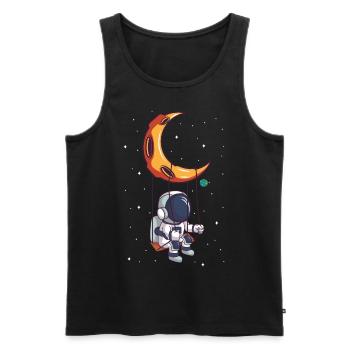 Un astronaute berce un astronome extraterrestre sur la lune - Débardeur bio Premium Homme - noir - Devant - Michal (187cm)