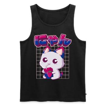 Bisexual Pride Bi Kawaii Cat Strawberry Milk Bisex - Débardeur bio Premium Homme - noir - Devant - Michal (187cm)