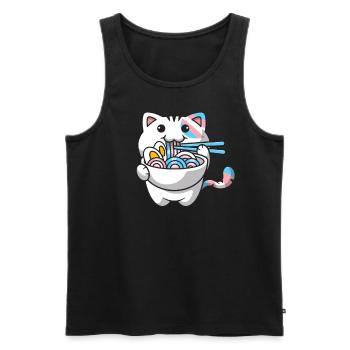 Transgender Pride Kawaii Cat Ramen Noodles Trans - Débardeur bio Premium Homme - noir - Devant - Michal (187cm)