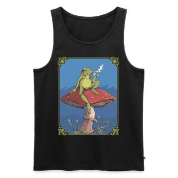Cottagecore Ästhetischer Frosch-Pilz-Tee Goblincor - Männer Premium Bio Tank Top - Schwarz - Vorne - AI Model Male 178 light (178cm)