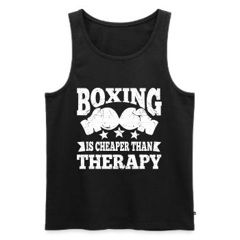 Boxing Is Cheaper Than Therapy Boxing Gloves - Männer Premium Bio Tank Top - Schwarz - Vorne - Michal (187cm)